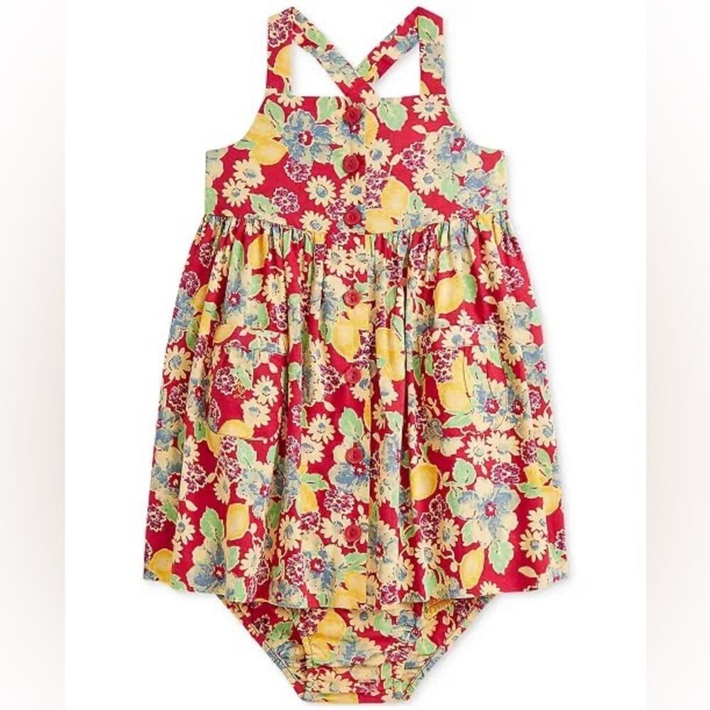 Ralph Lauren Baby Girls Floral & Lemon-Print Day Dress - 3M - NWT